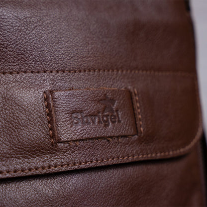Men's Leather Tablet Bag SHVIGEL 19114 Brown Genuine Leather Handcrafted from Ukraine