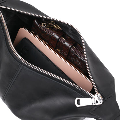 Stylish Vintage Cosmetic Bag SHVIGEL 16397 Black Natural Leather Made in Ukraine