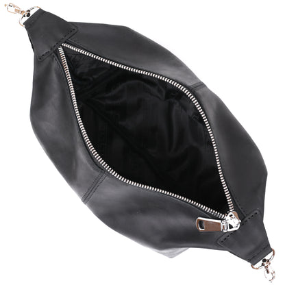 Stylish Vintage Cosmetic Bag SHVIGEL 16397 Black Natural Leather Made in Ukraine