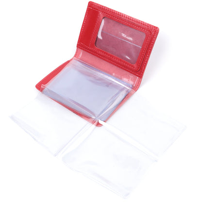 Bright Red Natural Leather Auto Document Cover SHVIGEL 16161 for Driver's License and Passport