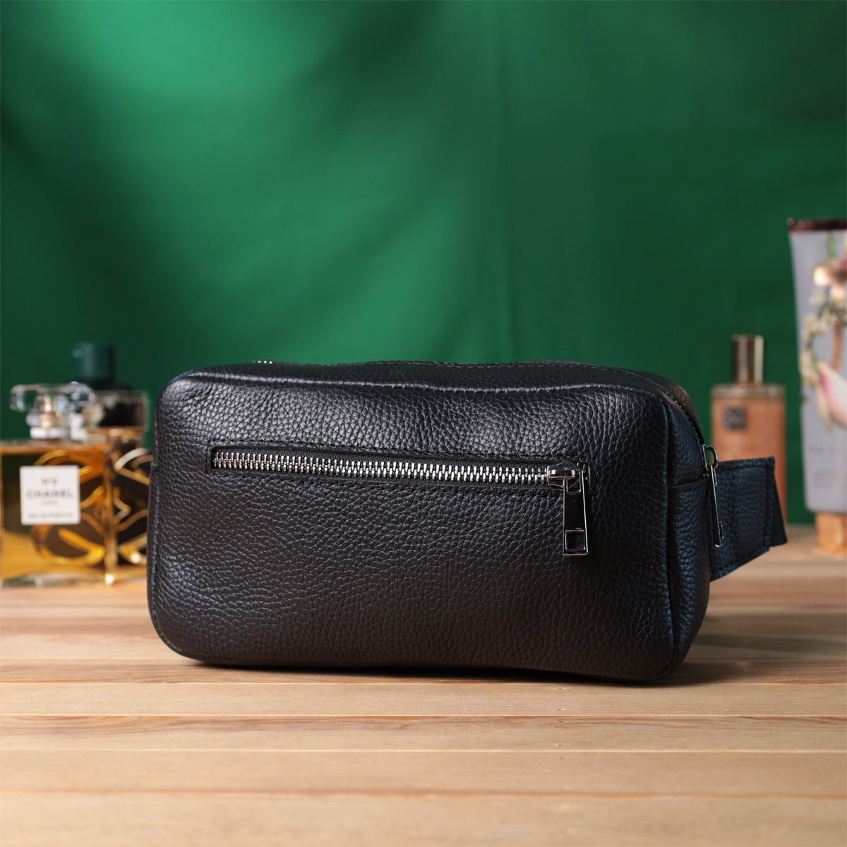 Men's Leather Sling Bag SHVIGEL 22826 Black Genuine Leather, Durable Design