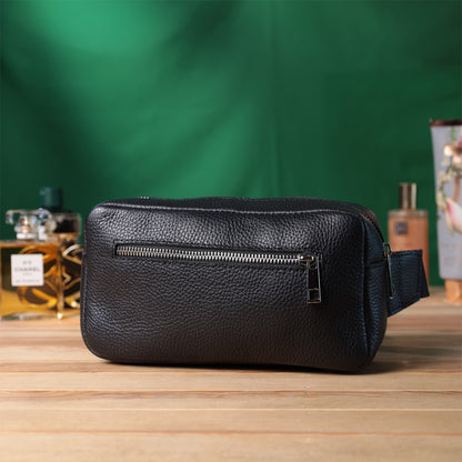 Men's Leather Sling Bag SHVIGEL 22826 Black Genuine Leather, Durable Design