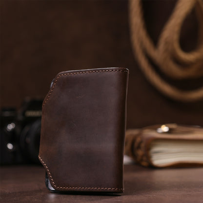 Vertical Business Card Holder SHVIGEL 13908 Leather Brown Natural Skin for Business Cards