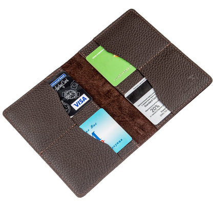 Leather Passport Cover Wallet SHVIGEL 13960 Brown Genuine Leather Handmade from Ukraine