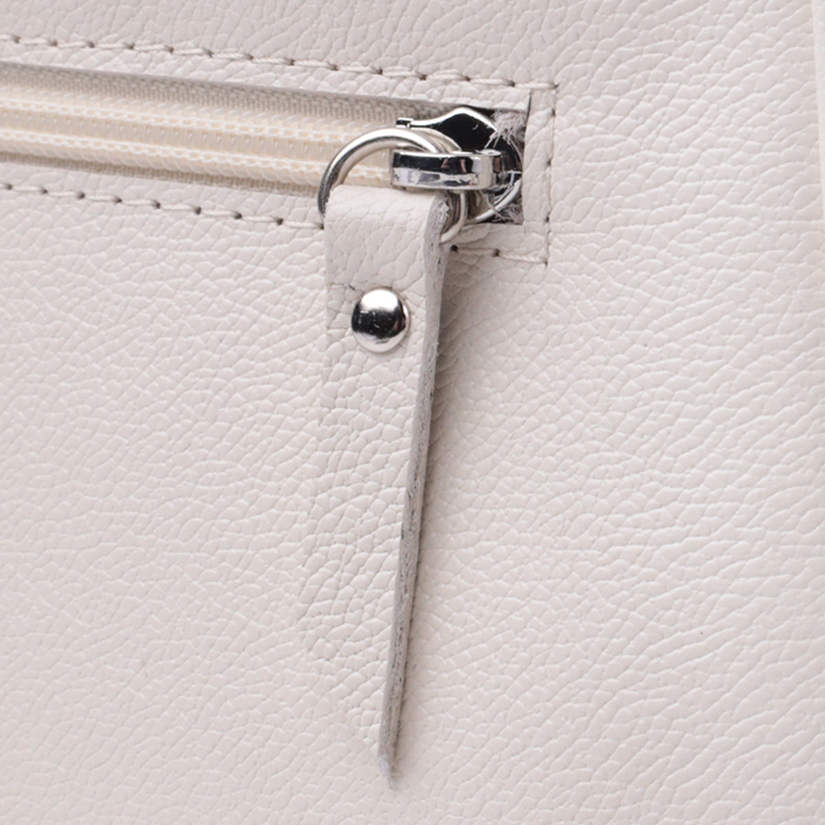 Baguette Bag SHVIGEL 22835 Beige with Chain and Removable Strap Made of Genuine Leather