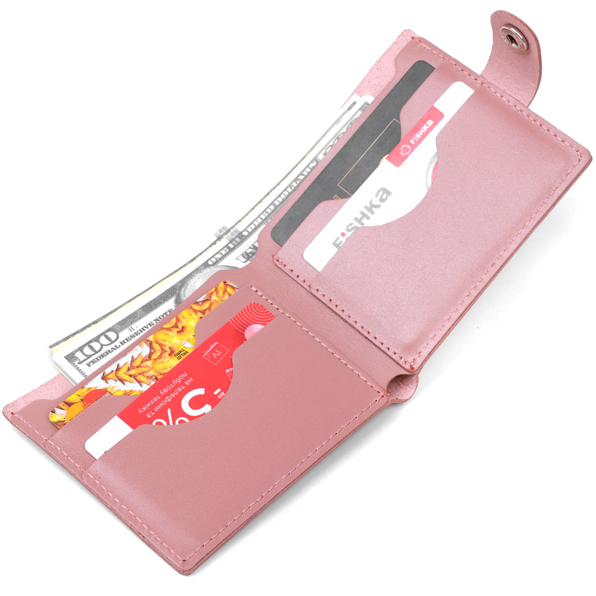 Horizontal Leather Wallet SHVIGEL 16467 Pink Genuine Leather Stylish Design