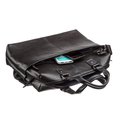 Leather Laptop Bag SHVIGEL 11243 Black Natural Leather Handmade Design