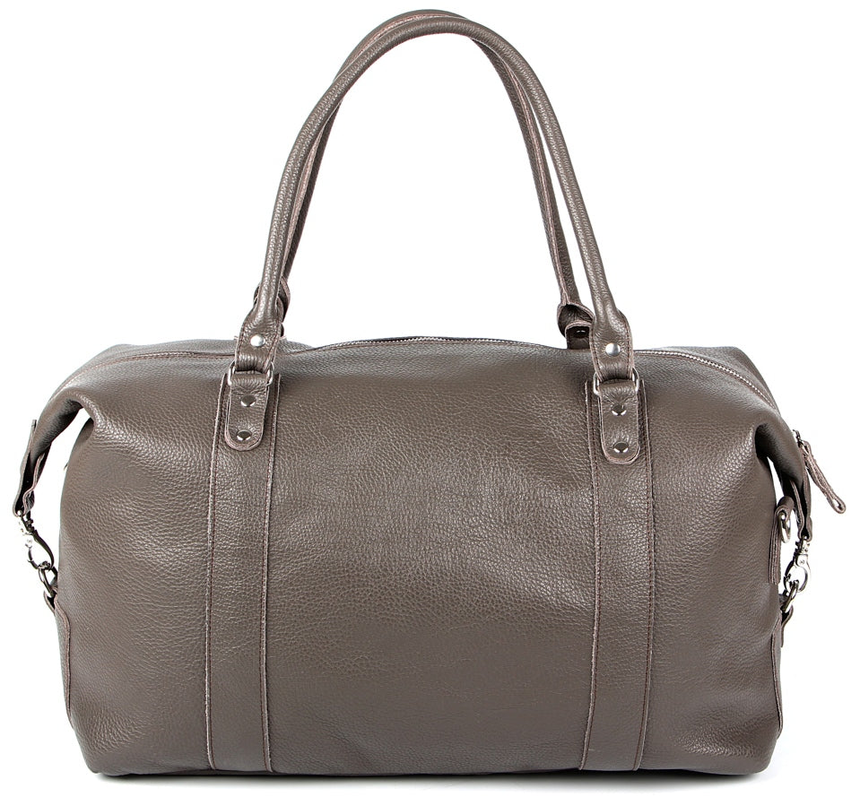 Travel Bag SHVIGEL 00889 Gray Genuine Leather Made in Ukraine