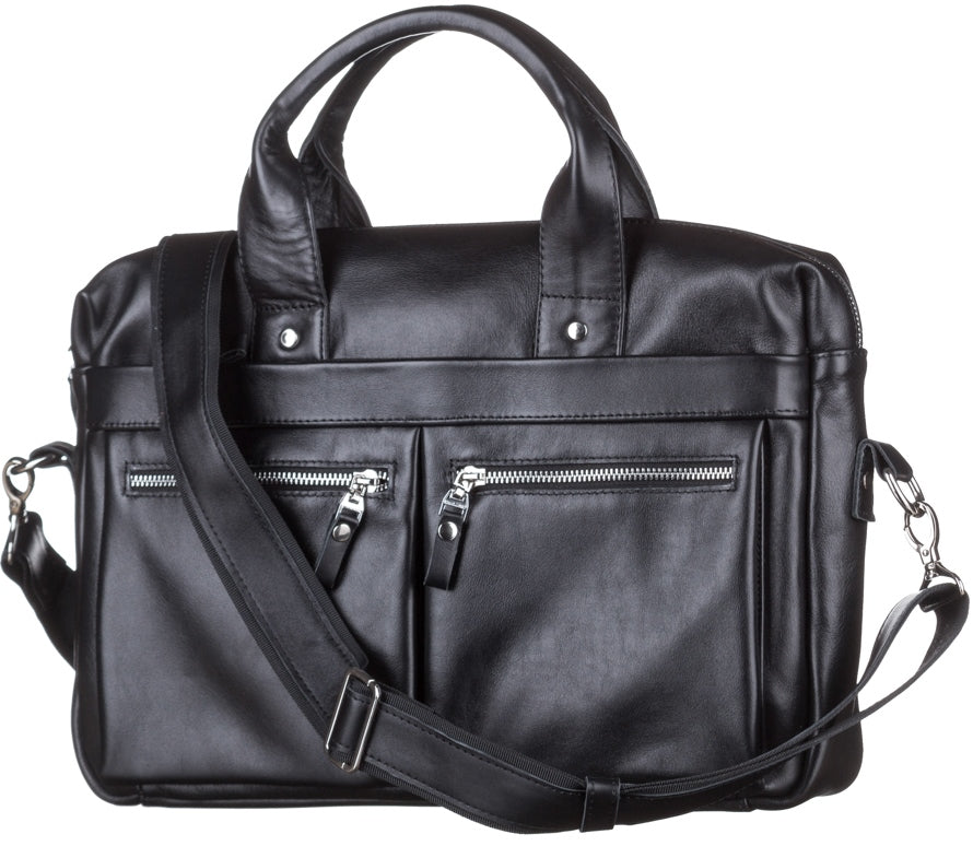 Laptop Bag SHVIGEL 11041 Black Genuine Leather Handmade in Ukraine