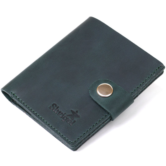 Compact Vintage Wallet SHVIGEL 16456 Green Genuine Leather from Ukraine