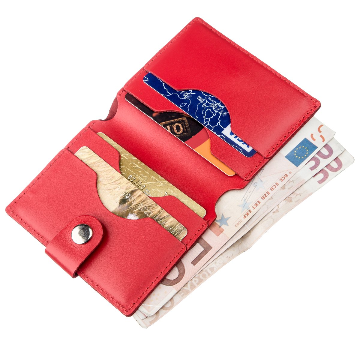 Vertical Women’s Leather Wallet SHVIGEL 16223 Red, Made in Ukraine, Genuine Leather