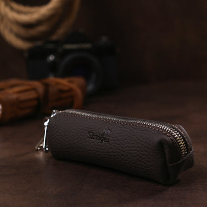 Matte Leather Key Holder SHVIGEL 16545 Brown - Natural Leather, Ideal for Keys