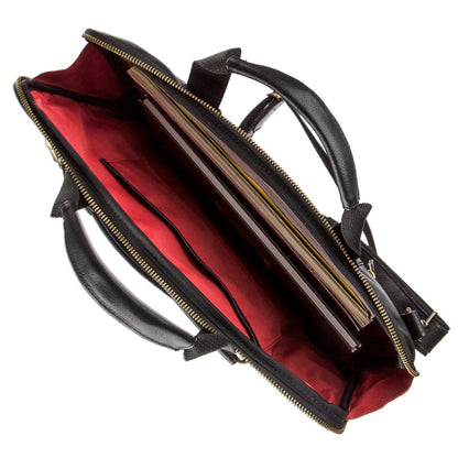 Men's Slim Leather Laptop Bag SHVIGEL 19117 Black Made of Genuine Leather