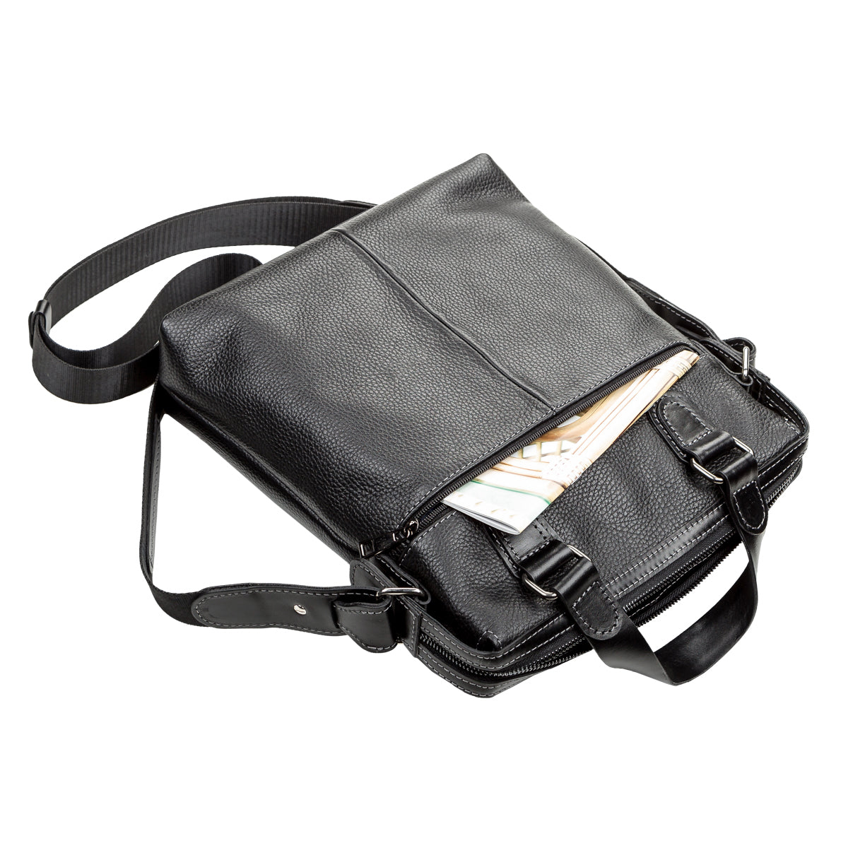 Leather Men's Bag SHVIGEL 11114 Black Natural Leather Stylish Design