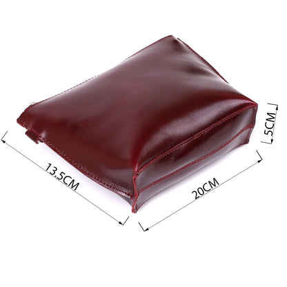 Leather Cosmetic Bag for Women SHVIGEL 16412 Burgundy Natural Leather Premium Quality