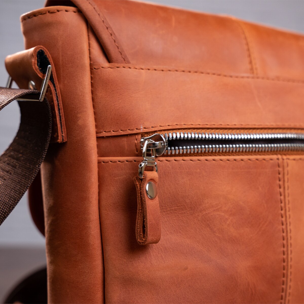 Genuine Leather Bag SHVIGEL 00883 Brown - Premium Quality Ukrainian Design
