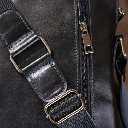 Men's Leather Bag SHVIGEL 11101 Black Genuine Leather Handmade in Ukraine