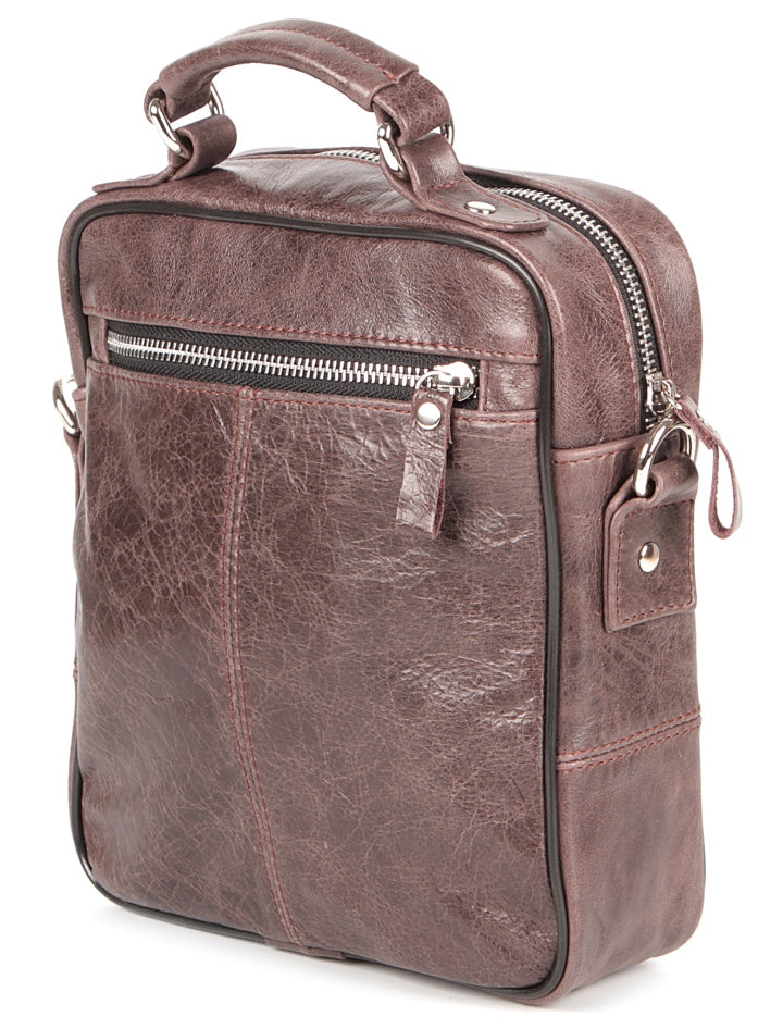 Leather Bag SHVIGEL 00874 Brown Natural Leather Ukrainian Design Quality
