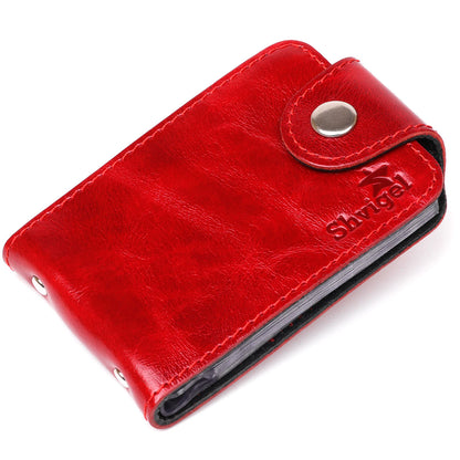 Horizontal Business Card Holder SHVIGEL 13913 Leather Red Natural Leather, Ukraine