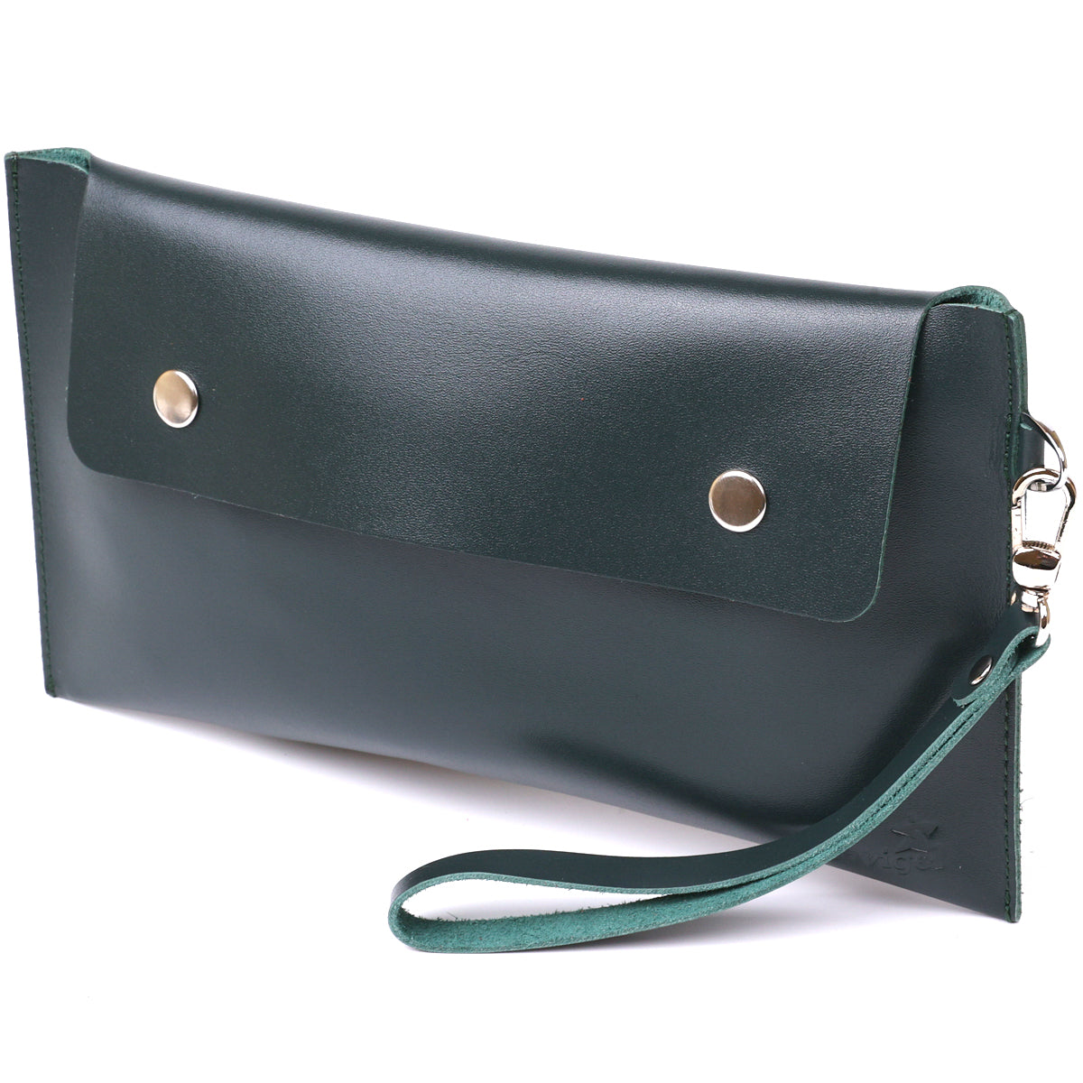 Leather Travel Cosmetic Bag SHVIGEL 16423 Green Natural Leather Design