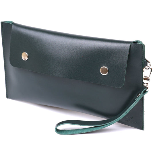Leather Travel Cosmetic Bag SHVIGEL 16423 Green Natural Leather Design