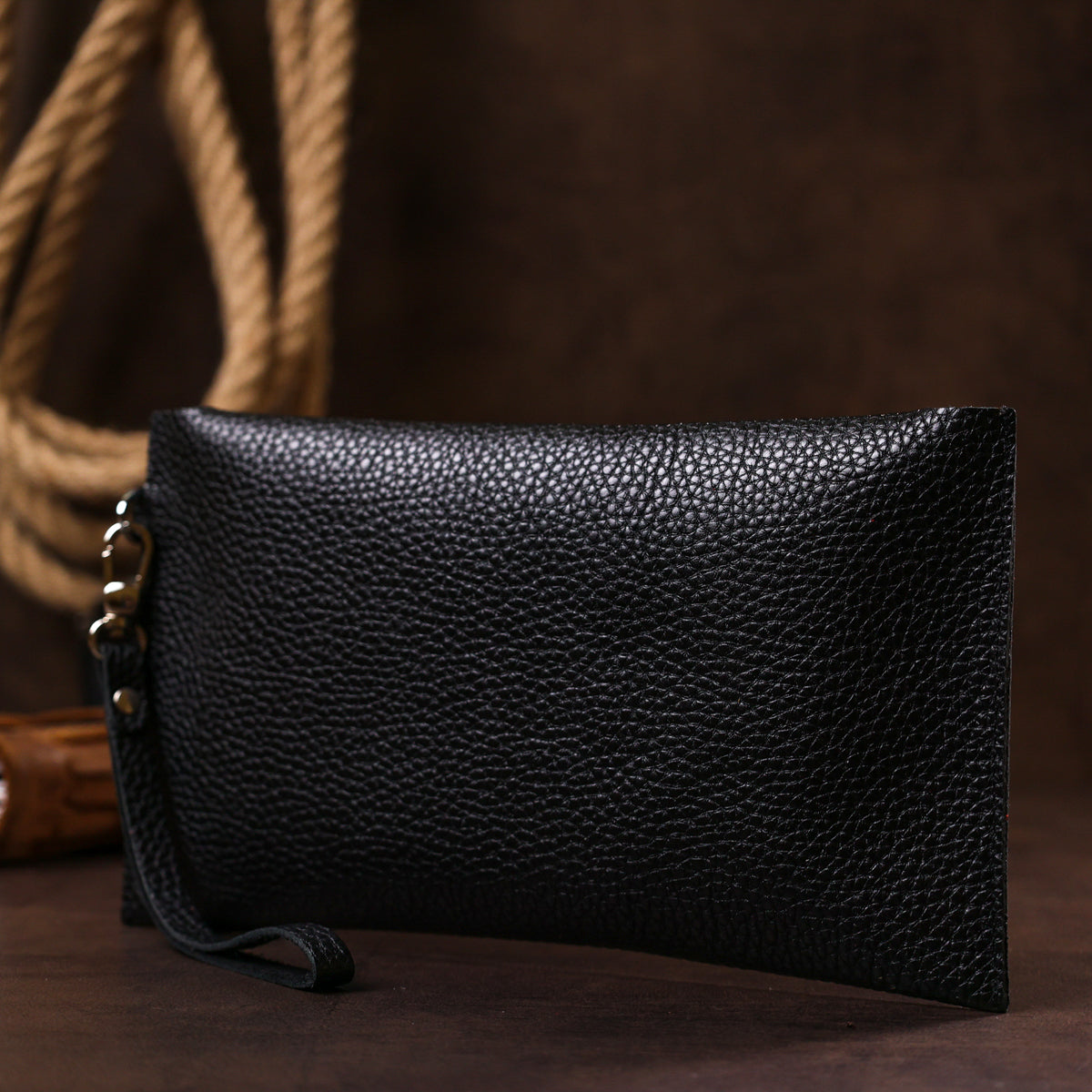 Leather Travel Cosmetic Bag SHVIGEL 16416 Black Natural Leather Durable Design