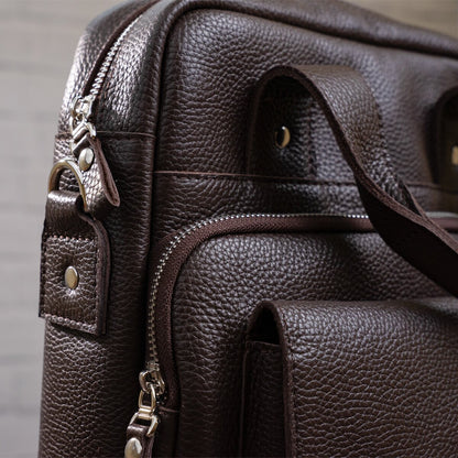 High-Quality SHVIGEL Vertical Men's Bag A4 Format 11168 Brown Flotar Genuine Leather