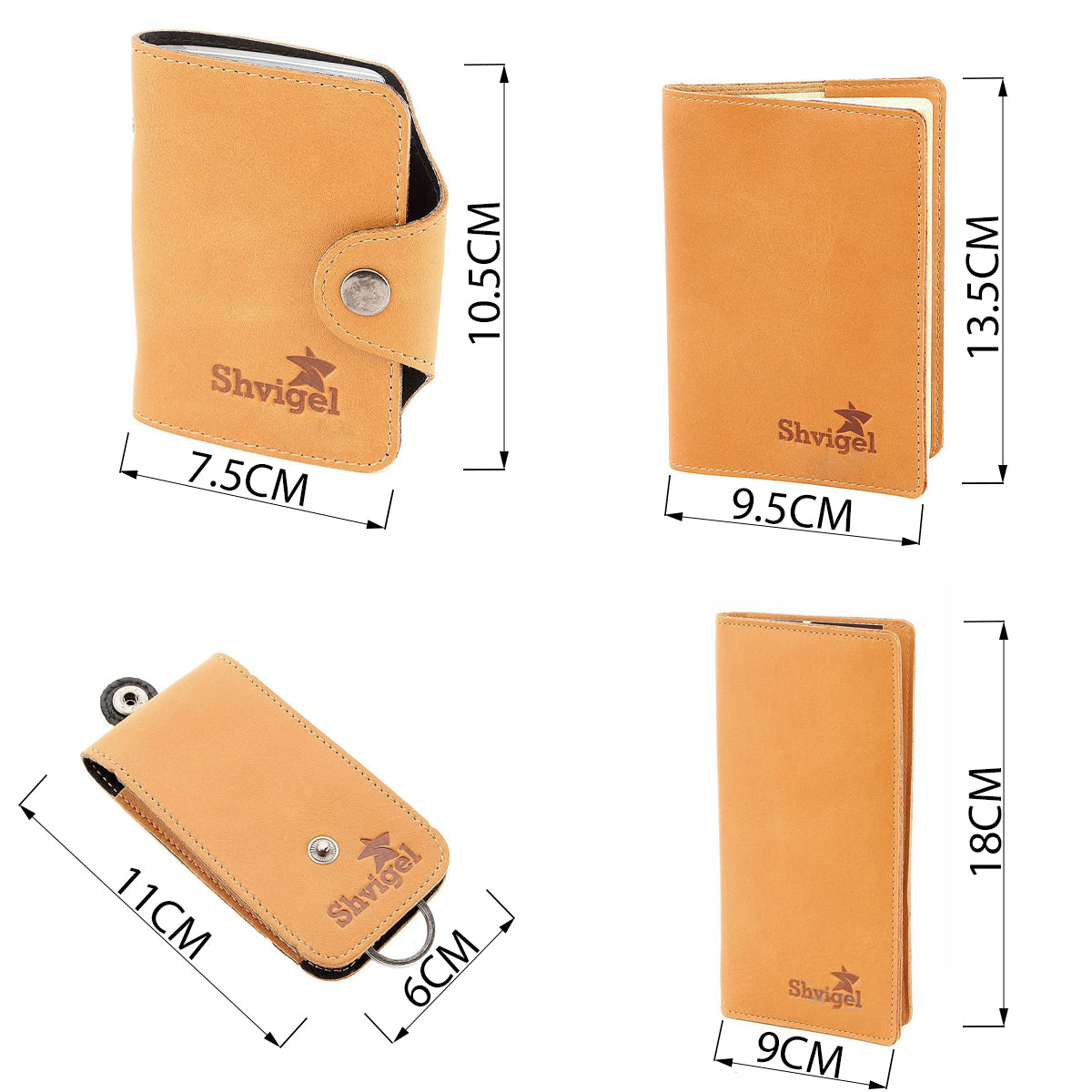 Handmade Leather Accessory Set by SHVIGEL, Item 10076, Natural Leather, Ukraine