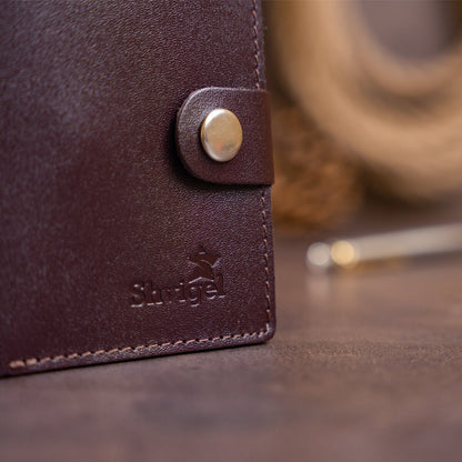 Vertical Leather Wallet for Men SHVIGEL 16218 Brown - Natural Leather, Coin Pocket