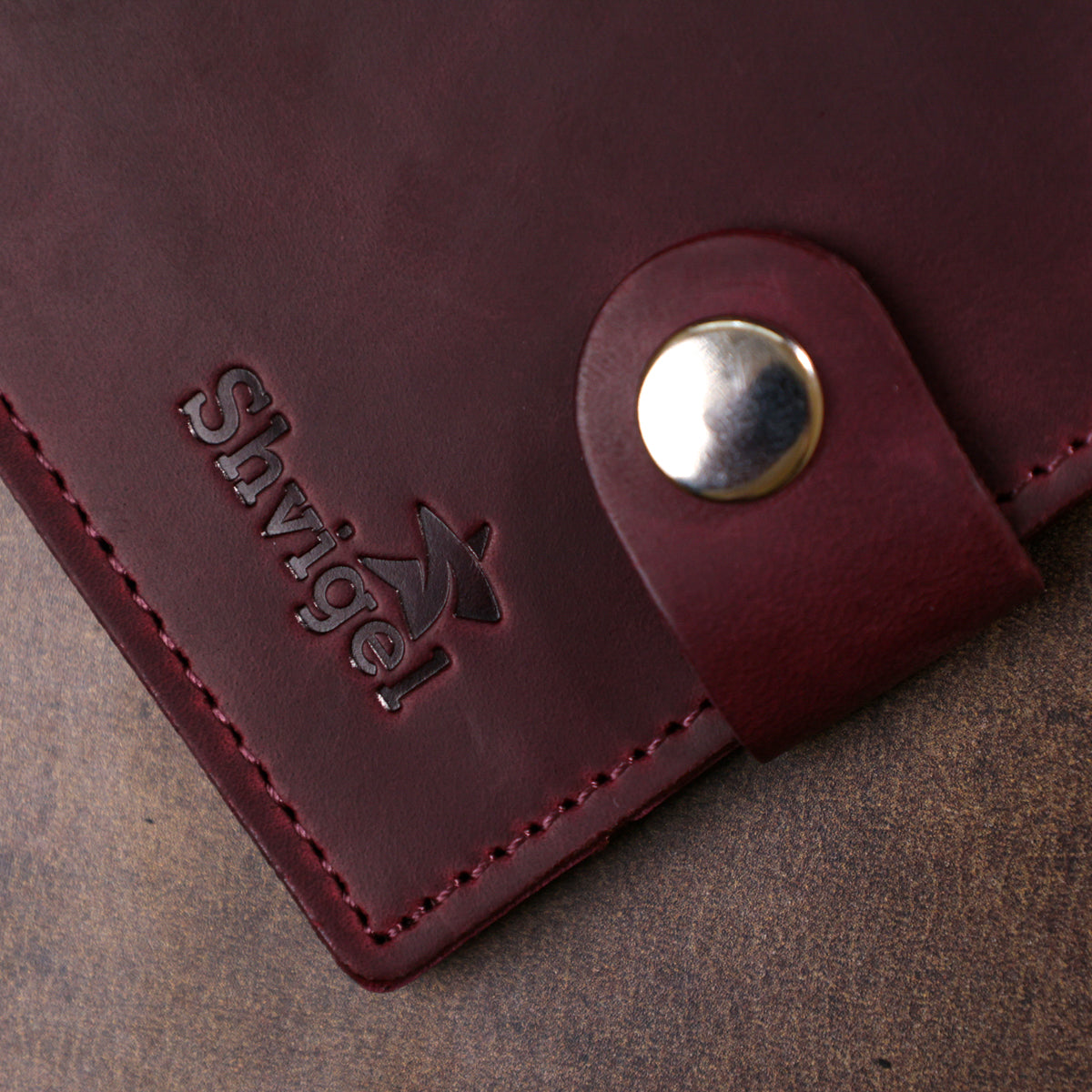 Vintage Women's Wallet SHVIGEL 16457 Burgundy Natural Leather Made in Ukraine