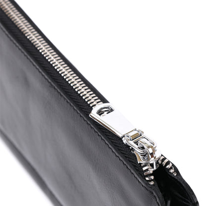Unisex Leather Clutch SHVIGEL 16186 Black, Made in Ukraine, Natural Leather