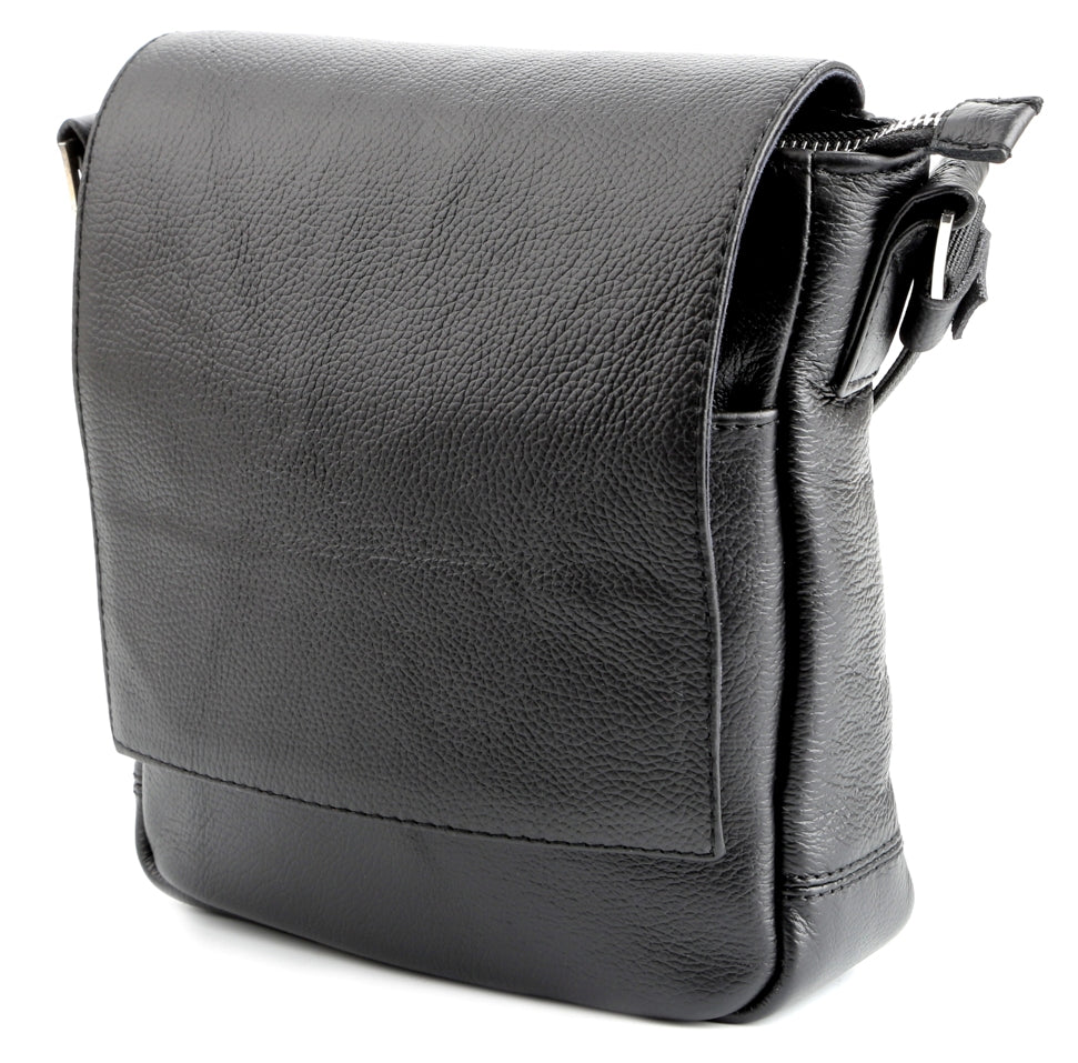Black Messenger Bag SHVIGEL 00964 | Genuine Leather | Made in Ukraine