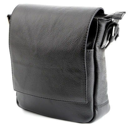 Black Messenger Bag SHVIGEL 00964 | Genuine Leather | Made in Ukraine