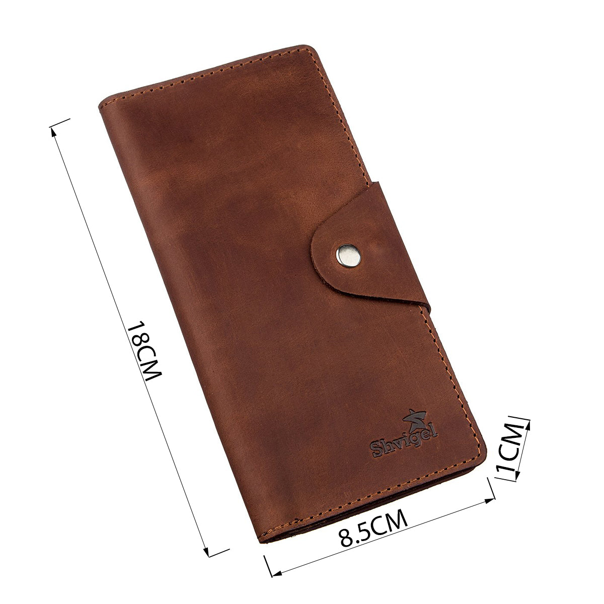 Vertical Men's Wallet in Vintage Leather by SHVIGEL 16181 Brown - Natural Leather Quality