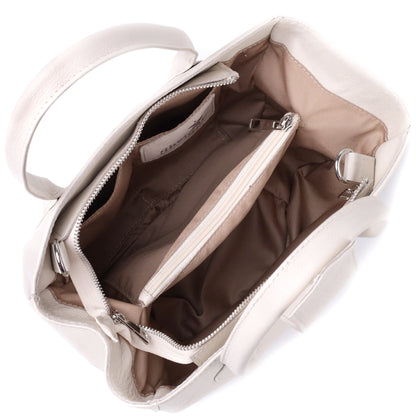 Stylish SHVIGEL Business Women's Leather Bag with Two Handles, Beige, Model 22830