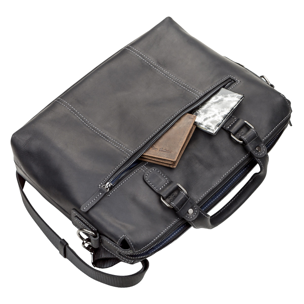 Leather Laptop Bag SHVIGEL 11111 Black Genuine Leather Made in Ukraine