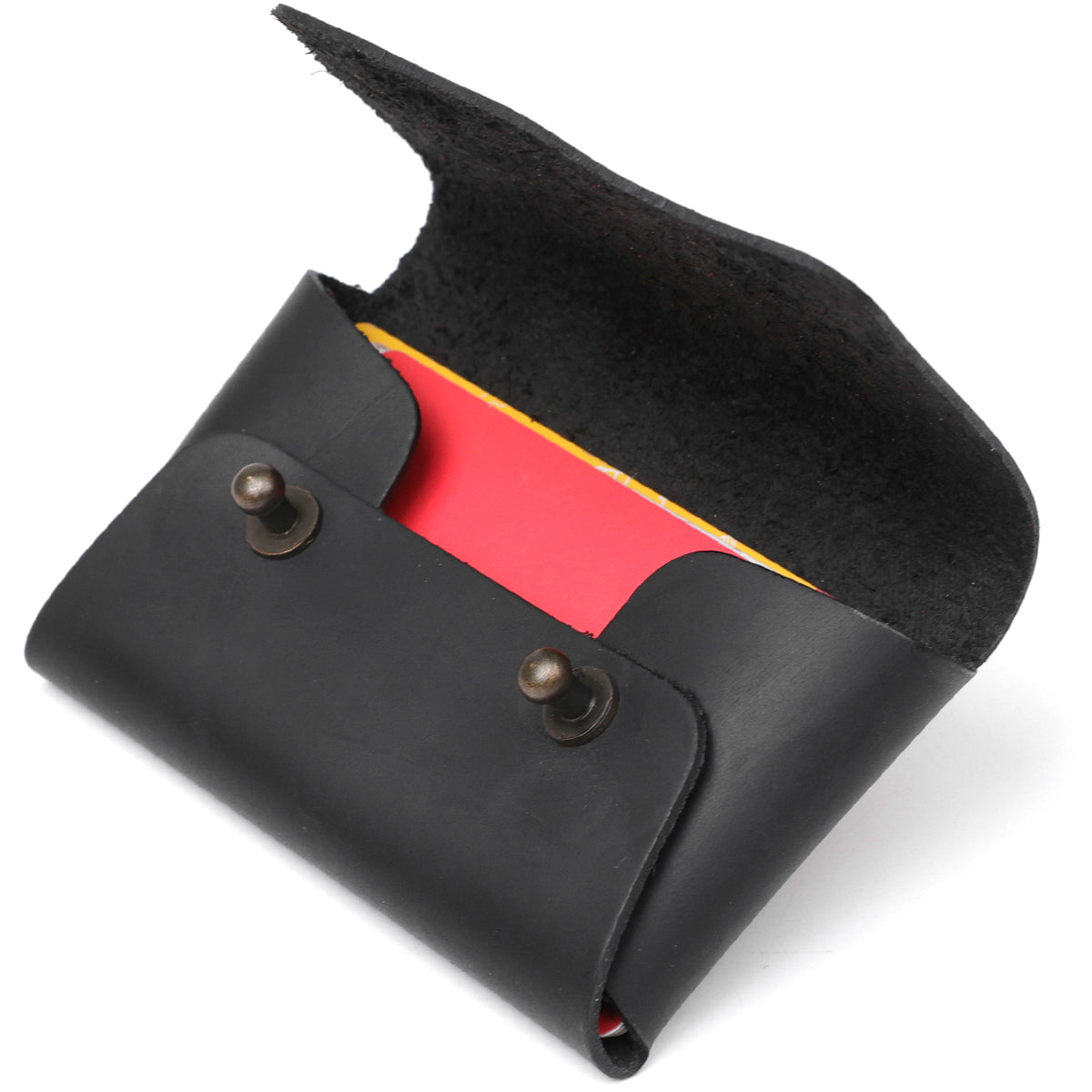 Business Card Holder SHVIGEL 16159 Black Vintage Natural Leather Made in Ukraine