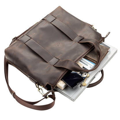 Men's Leather Bag SHVIGEL 11105 Brown Natural Leather Ukraine Crafted Design