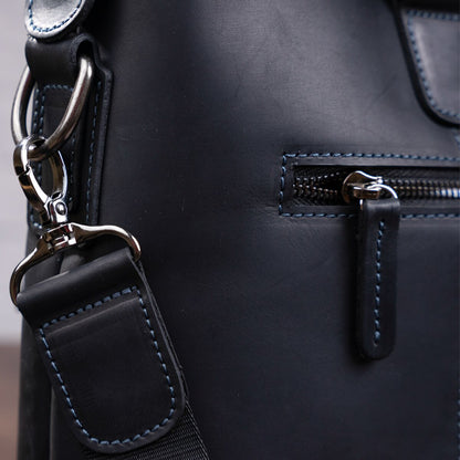Leather Laptop Bag SHVIGEL 11111 Black Genuine Leather Made in Ukraine