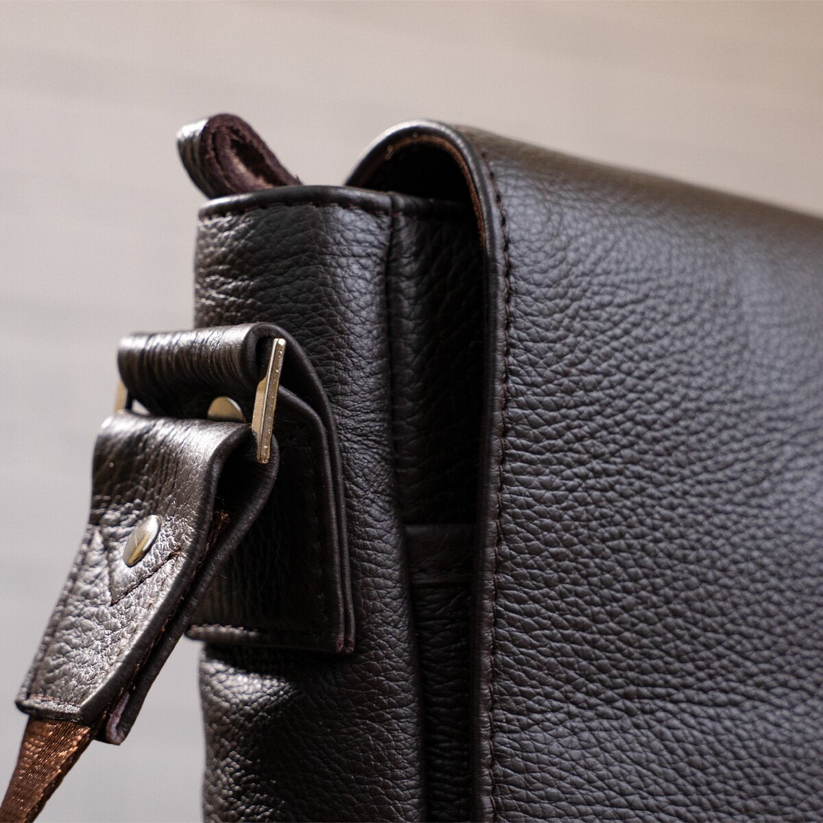 Leather Bag SHVIGEL 00798 Brown, Made in Ukraine, Genuine Leather Material