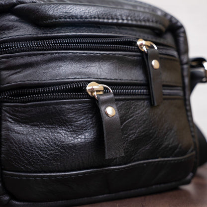 Men's Leather Bag SHVIGEL 15213 Black Genuine Leather Handmade from Ukraine