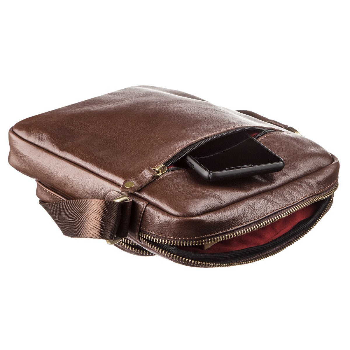 Men's Leather Bag SHVIGEL 19112 Brown Natural Leather Stylish Design