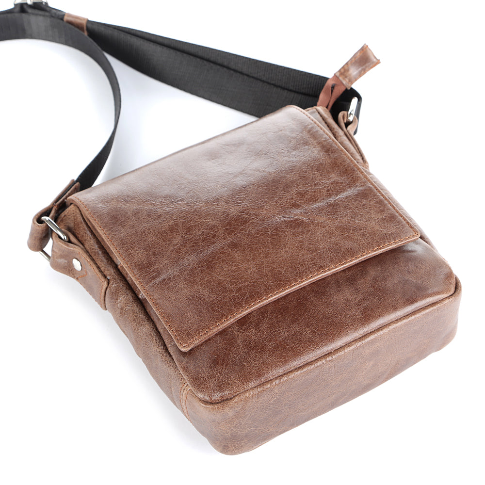 Leather Bag SHVIGEL 00978 Brown Genuine Leather Handmade in Ukraine