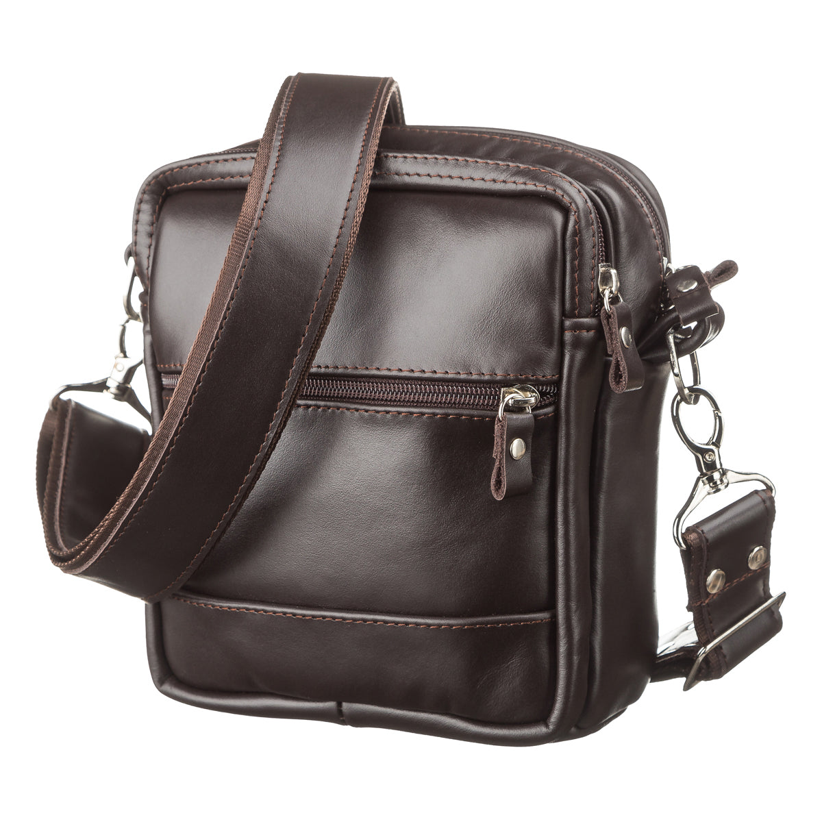 Men's Leather Bag SHVIGEL 11125 Brown Natural Leather Stylish Design Made in Ukraine