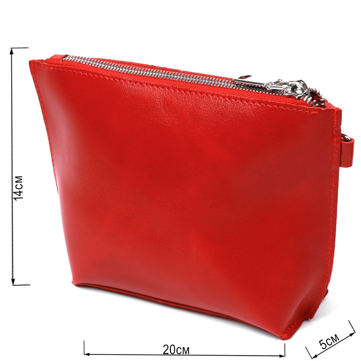 Glossy Women's Cosmetic Bag SHVIGEL 16410 Red Natural Leather Stylish Design