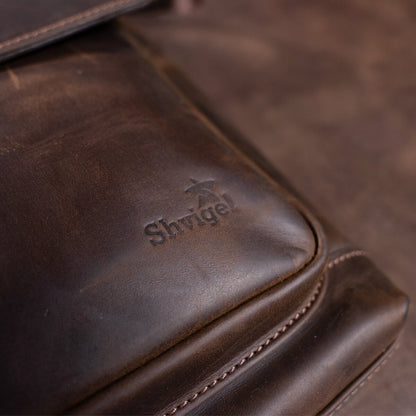 Men's Leather Bag SHVIGEL 11113 Brown Genuine Leather Handmade in Ukraine