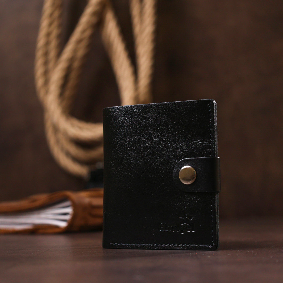 Men's Glossy Leather Wallet SHVIGEL 16481 Black - Natural Leather Craftsmanship