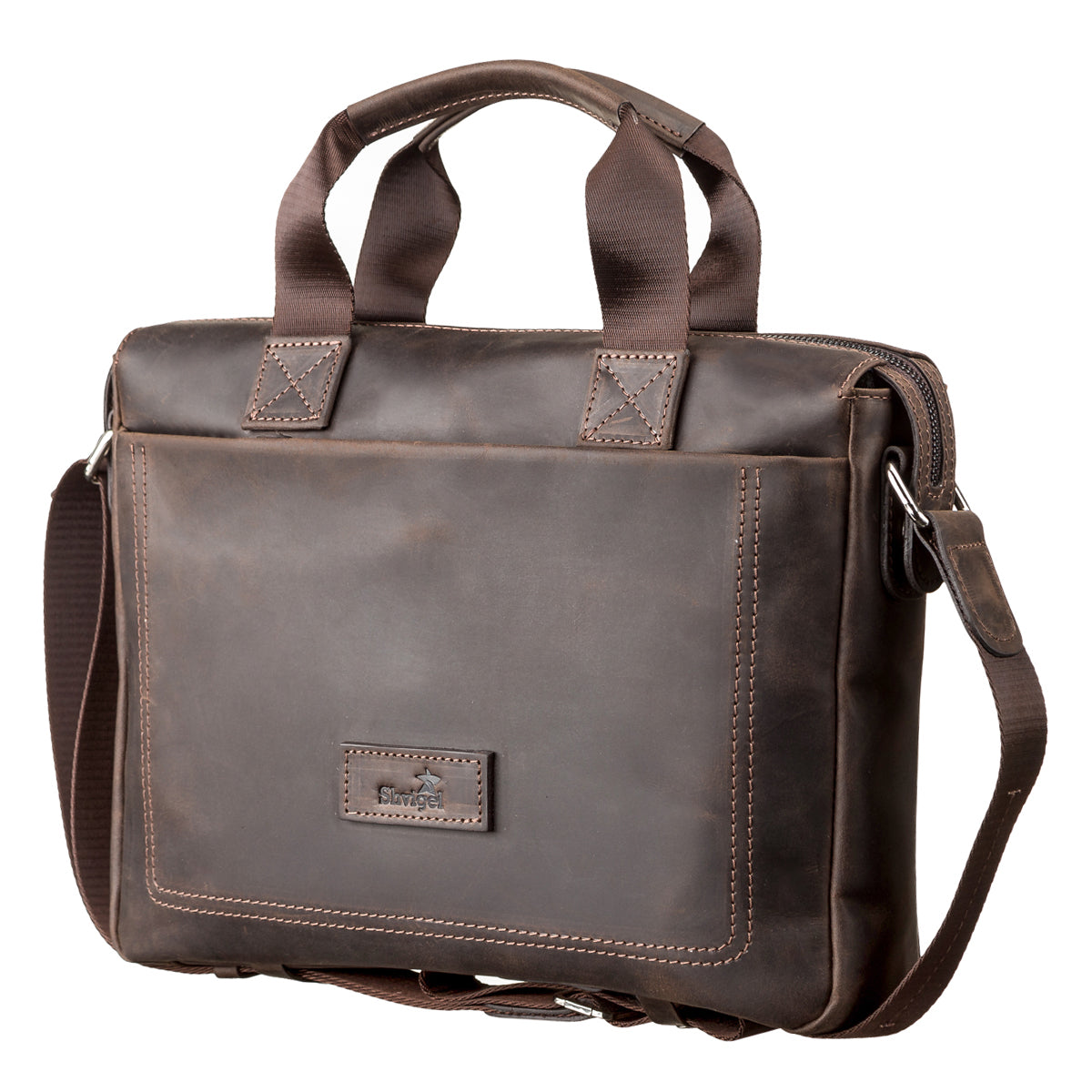 Men's Leather Bag SHVIGEL 11108 Brown Genuine Leather Stylish Design Ukraine