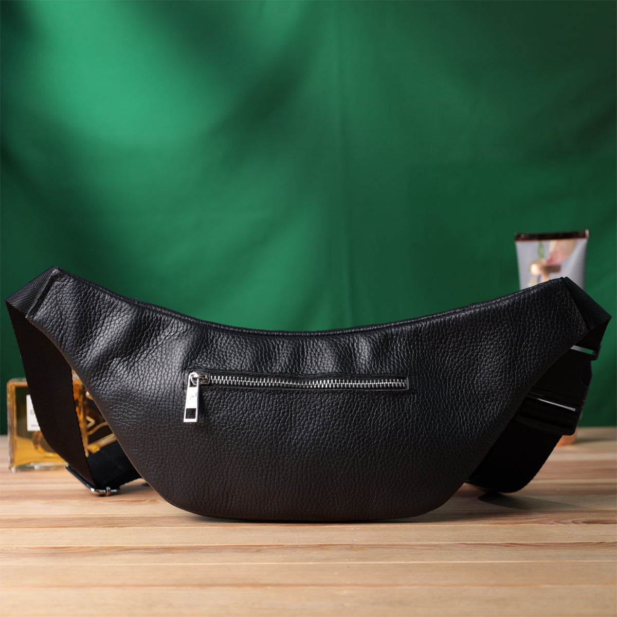 Unisex Leather Bum Bag SHVIGEL 22824 Black - Stylish Natural Leather Design