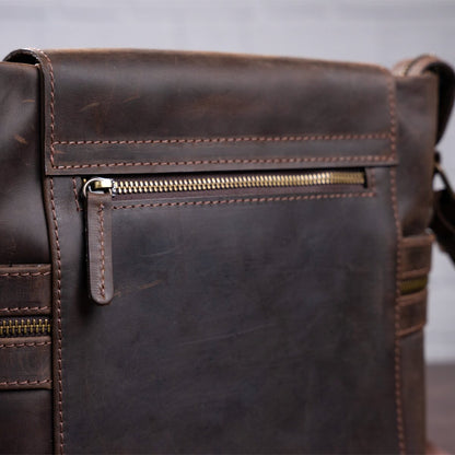 Men's Leather Bag SHVIGEL 11097 Brown Genuine Leather Made in Ukraine